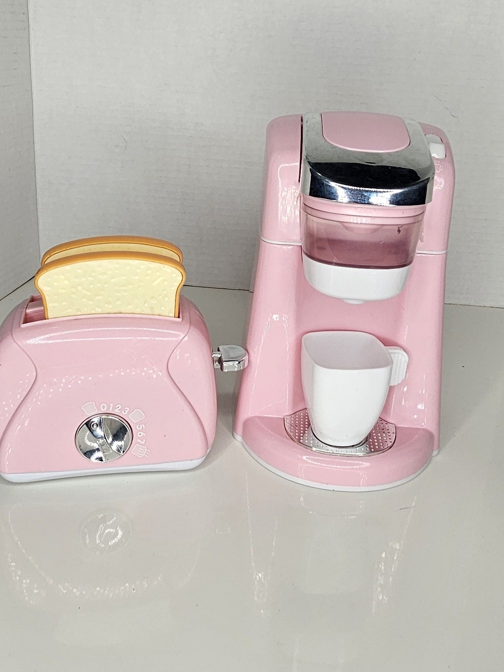 Pink Toy Coffee Maker and Toaster Play Set